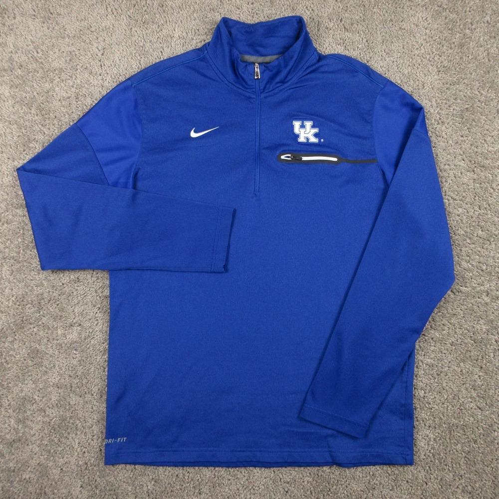Kentucky Wildcats Sweater Men Large Blue 1/4 Zip Pullover Nike Drifit Basketball